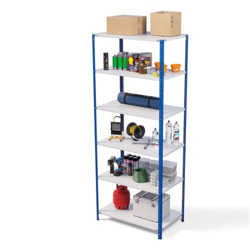 Стеллаж металлический ТС Лайт, синие стойки, 2500x1000x400 мм. Полки: 6 шт. металл (ТС 220100406с)