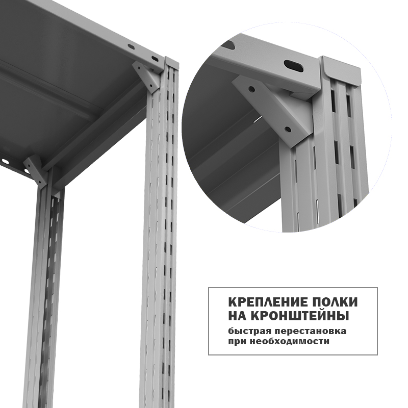 Полка ГТС Универсал с кронштейнами, 1500x600 мм., метал., до 300 кг – изображение №4