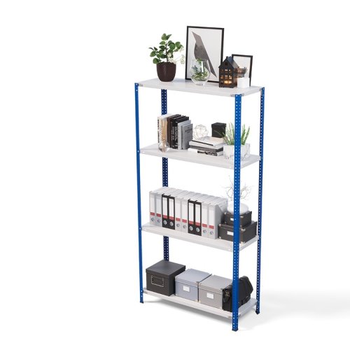 Стеллаж металлический ТС Лайт, синие стойки, 2200x1000x400 мм. Полки: 4 шт. металл (ТС 220100404с)